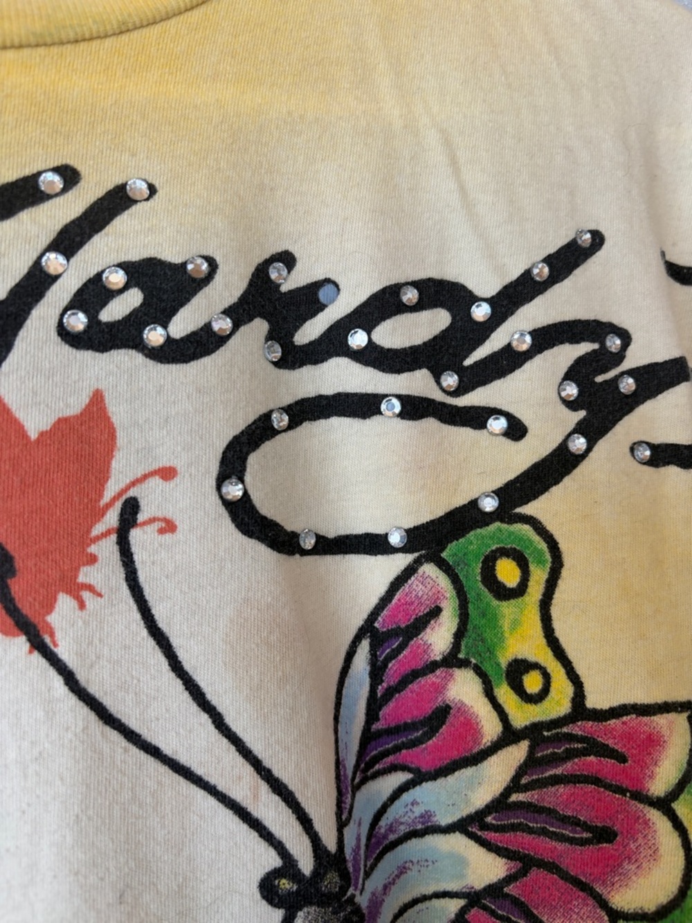 Ed Hardy Yellow Tee with Black Graphic and Rhinestones - Picture 7 of 11
